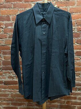 Kenneth Cole New York Dark Gray Dress Shirt Size L 16.5